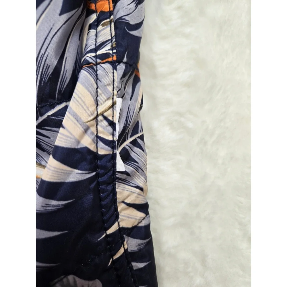 Tommy Bahama Reversible Puffer Vest Blue Herringbone Tropical Floral  XL‎ Layer